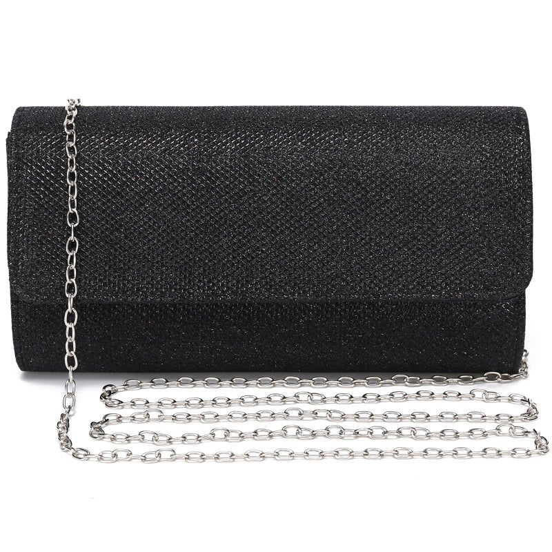 Outrip Women's Evening Bag Clutch Purse Glitter Party Wedding Handbag with Chain (Black) - Image 1